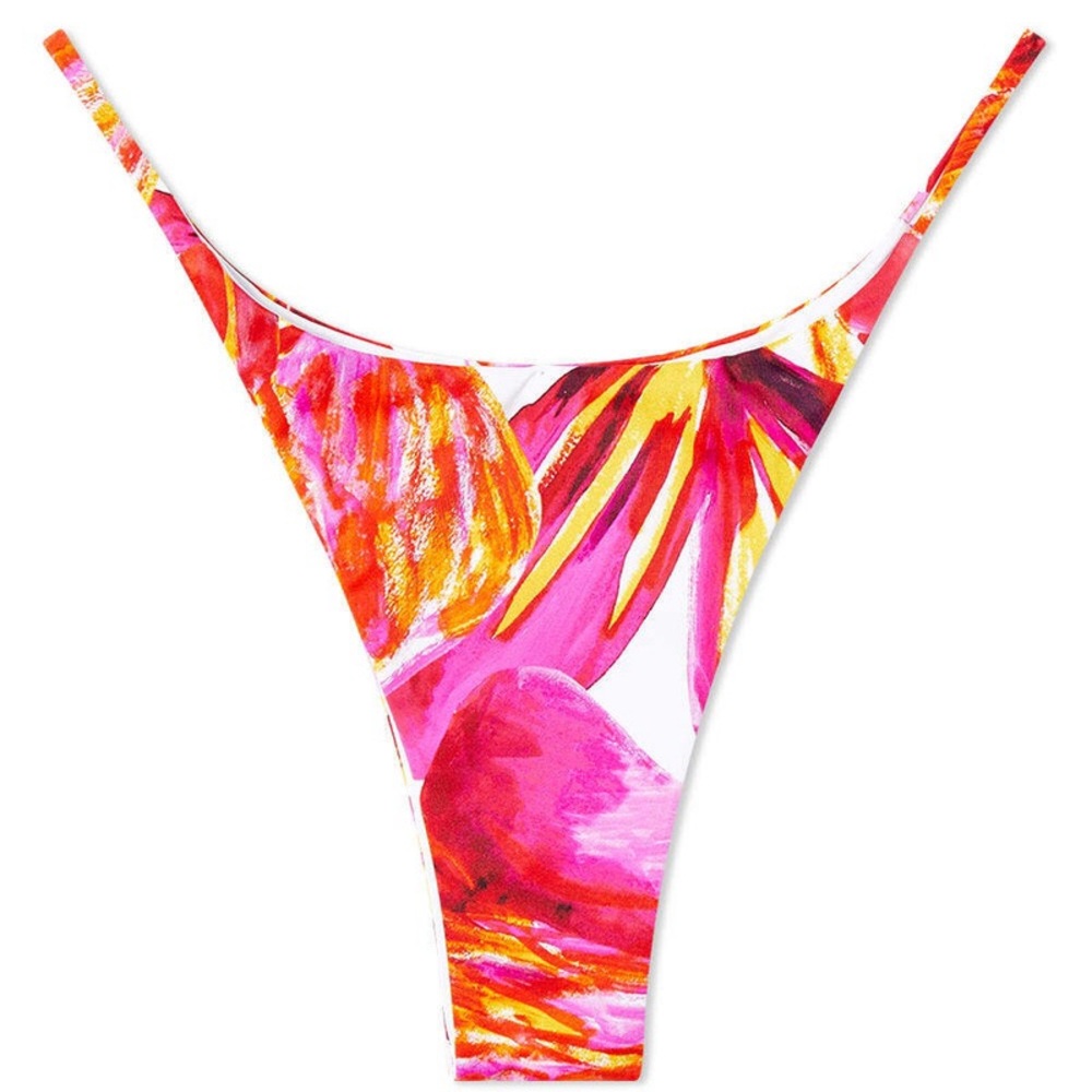 Louisa Ballou Pink and Orange Bikini with Abstract Print